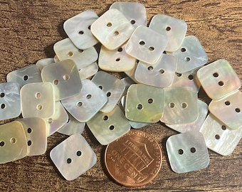 Set of 8 MOP Abalone Shell 2-hole Oval Buttons 13mm 1/2" Square 17523