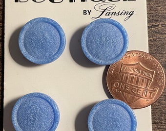 Set of 4 Vintage Blue Plastic Shank Buttons 15mm Almost 5/8" 14092