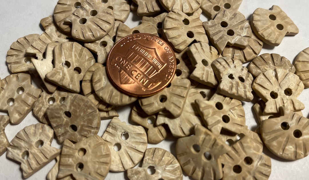 6 Pc Only! Set of 6 Carved Coconut Shell Natural 2-hole Sew-through ...