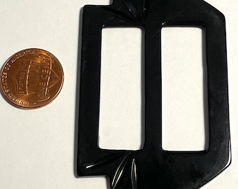ONE Vintage NOS Carved Glossy Black Plastic Buckle Slide 1 1/2" 38mm Inside Measurement 14878