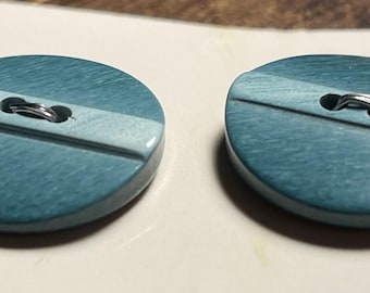 Set of 2 Vintage NOS On Card La Mode Glossy Dark Muted Blue Green Plastic Sew-through 2-hole Buttons 3/4" 19mm Made in France 16295