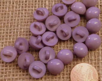 Lot of 24 Small Shiny Domed Lavender Plastic Shank Buttons 7/16" 11mm # 7328