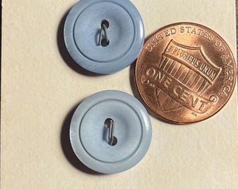 Set of 3 Vintage NOS Dusty Blue Plastic Buttons Almost 5/8" 15mm 17415