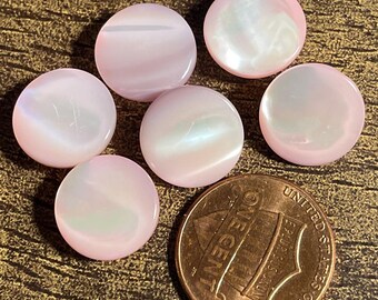 Set of 6 Vintage Pale Pink Mother of Pearl MOP Shank Buttons 12.5mm 1/2" 17555