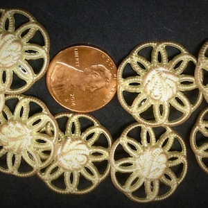Lot of 8 Pierced Domed Copper Tone Base and White Finish Metal Buttons 7/8&quot; 22mm # 7437