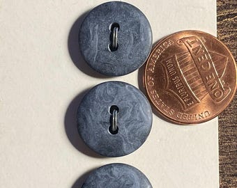 Set of 3 Vintage NOS Navy Blue Plastic 2-hole Buttons Almost 5/8" 15mm 17411