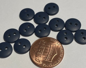 Juego de 12 botones pequeños de plástico con dos agujeros para coser, de color azul verdoso oscuro, ligeramente abovedados, de 10 mm (3/8"), 13508