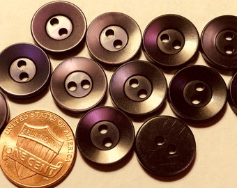 12 Pearlized Purple Plastic Sew-through 2-hole Buttons 9/16" 14.5mm # 10498