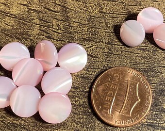 Lot of 12 Vintage Pale Pink Mother of Pearl MOP Shank Buttons TWO SIZES 17557