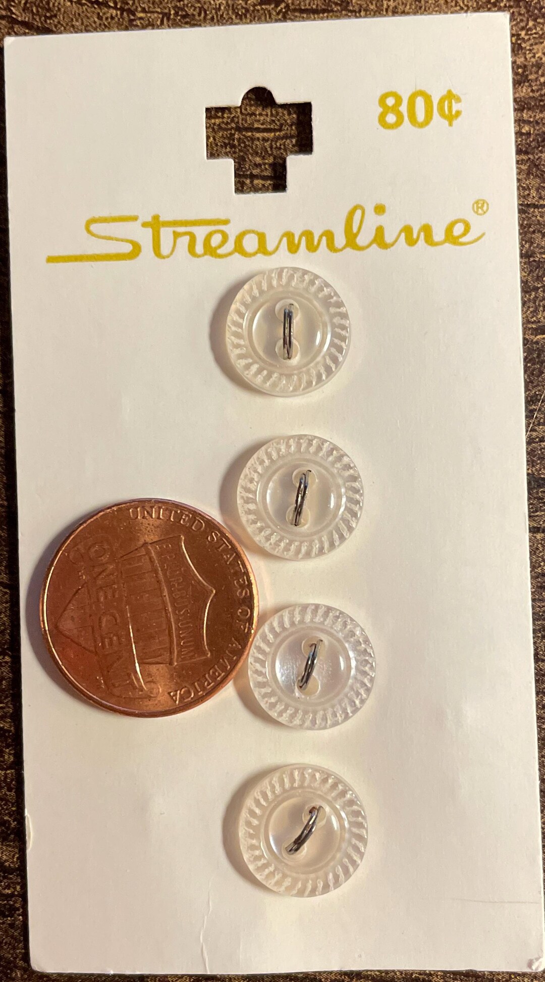 Stream Line Sewing Buttons Numbers Lot of 4 Vintage NOS on Card Streamline Semi-translucent Rimmed ...