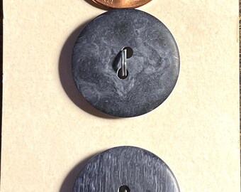 Set of 2 Vintage NOS Navy Blue Plastic 2-hole Buttons 13/16" 20mm 17412
