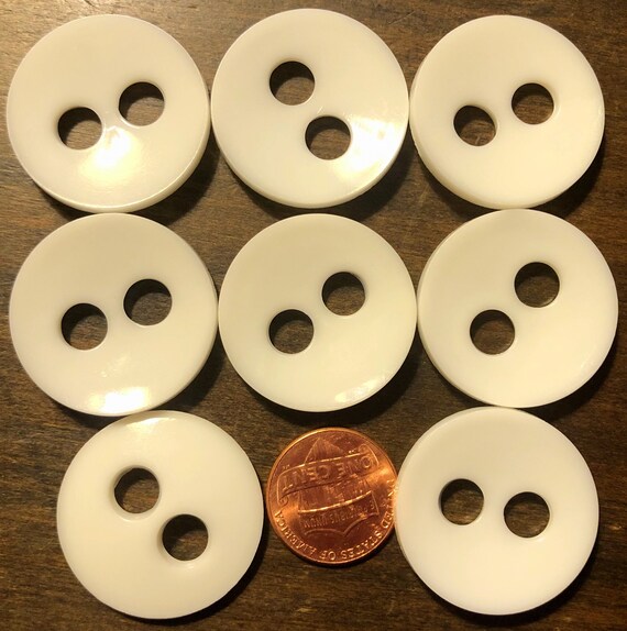 8 Large Concave Glossy Slightly Off white Plastic Sew through 2