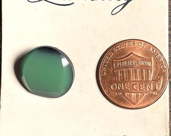 Set of 2 Vintage Green Plastic Shank Buttons 9/16" 14.5mm 17375