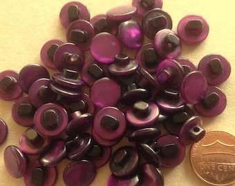 Lot of 12 Small Pearlized Purple Shank Buttons 7/16" 11.5mm # 7232