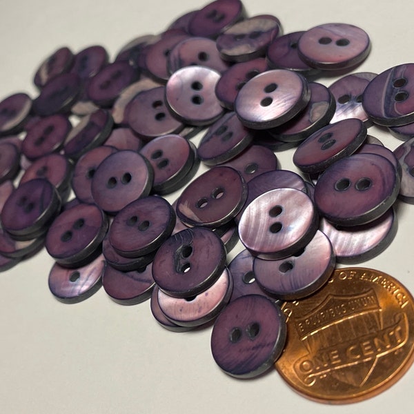 8 Beautiful Small Dark Muted Purple MOP Mother of Pearl Shell 2-hole Sew-through Buttons 11mm 7/16" 12837