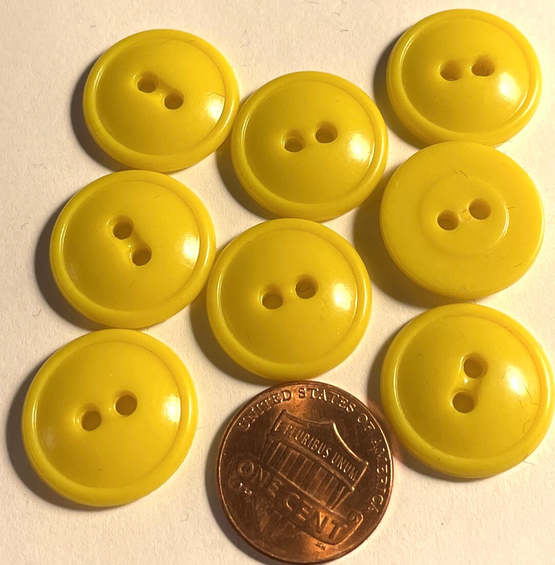 Set of 8 Vintage Rimmed Glossy Yellow 2hole Sewthrough Plastic Buttons 3/4 19mm 14832 Etsy