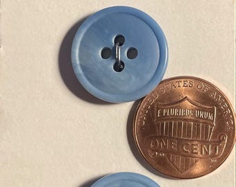 Set of 2 Vintage NOS Blue Plastic 4-hole Buttons 11/16" 18mm 17409