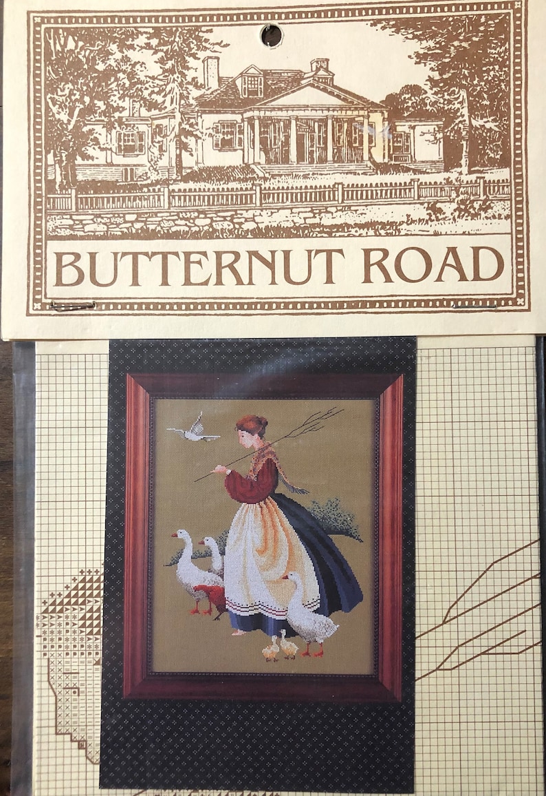 Feathers /& Friends Butternut Road Designs by Marilyn Leavitt-Imblum Counted Cross Stitch PATTERN ONLY Geese Goslings Chicken Country Scene