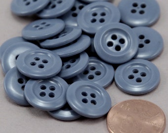24 Shiny Dusty Blue Sew-though Plastic Buttons Almost 5/8" 15MM # 6362