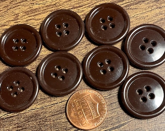 Juego de 8 botones vintage de plástico marrón brillante con 4 agujeros, de aproximadamente 21,6 mm (7/8"), 17636