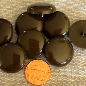 8 Shiny Domed Dark Brown Plastic Shank Buttons 7/8&quot; 22.6MM # 8907