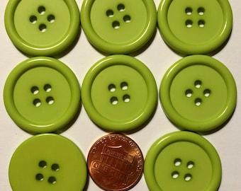 Set of 7 Vintage Thick Chunky Pearlized Dark Green Plastic with Glued on Metal Shank Buttons 1/2 12.7mm 11818