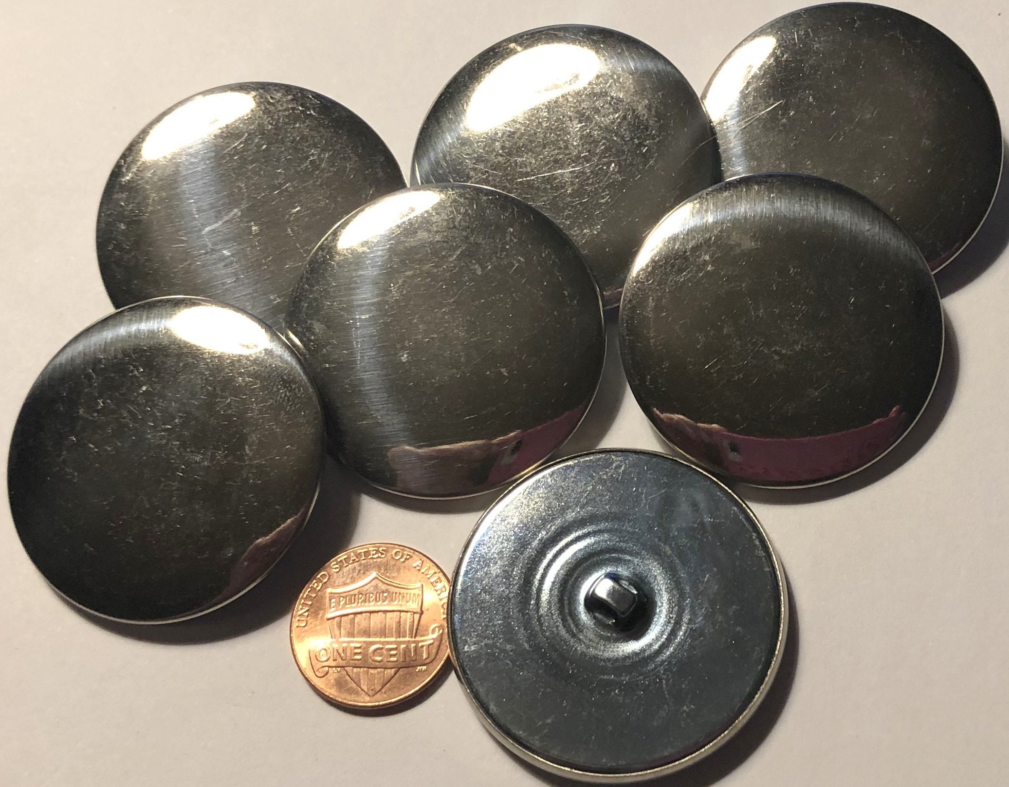 Silver finish metal buttons shank 15mm in diameter (1/2 inch) - silver  tone shank button (05p)