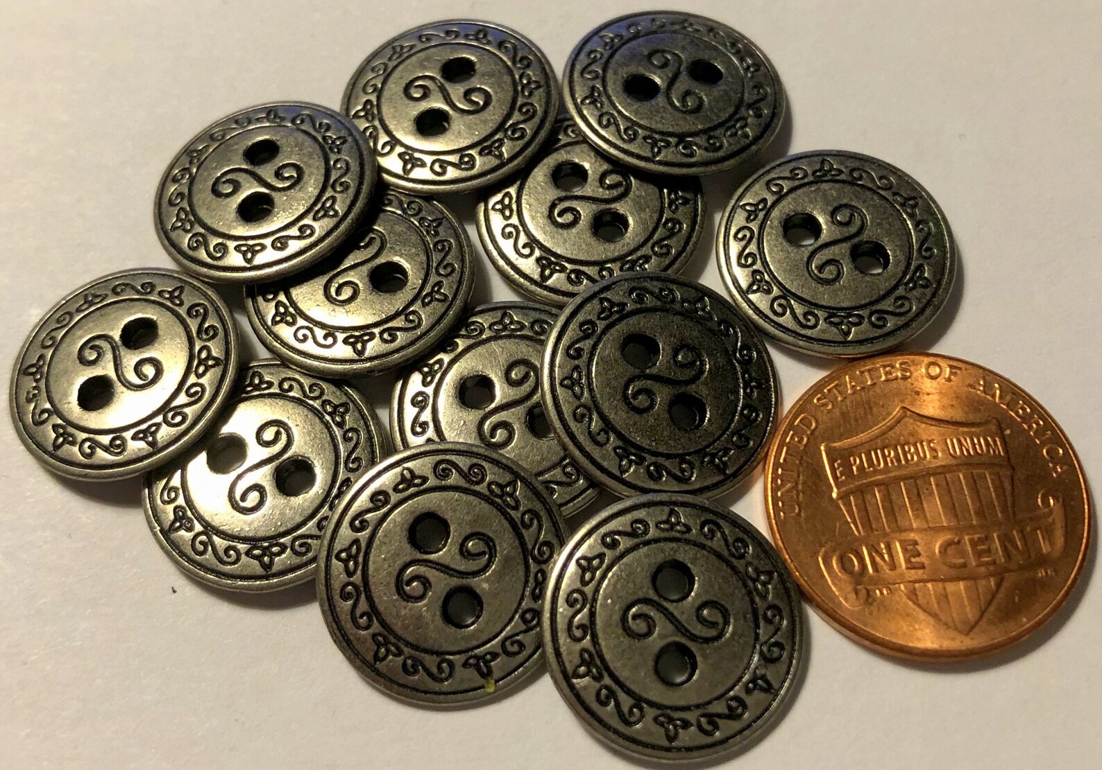 12 2sided Silver Tone Metal 2hole Sewthrough Buttons 15mm Etsy