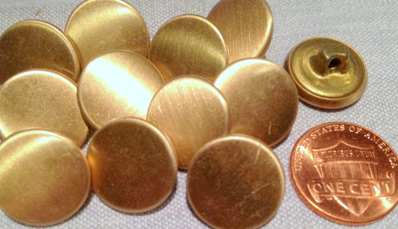 15 Brass Tone Metal Shank Buttons Hollow 1/" New Free Shipping