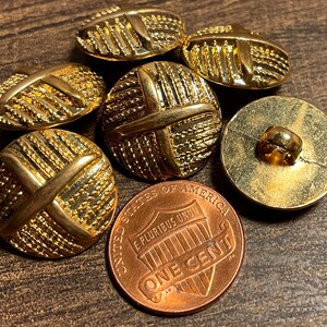 Set of 6 Vintage Domed Gold Tone Metallized Electroplated PLASTIC Shank Buttons 18mm 11/16&quot; 14174