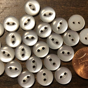 24 Small Pearlized Off-White Cat Eye Sew-through Plastic Buttons 3/8" 9.6mm # 10326