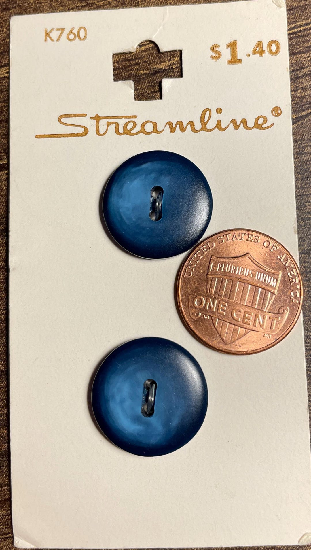 Stream Line Sewing Buttons Numbers Set of 2 Vintage NOS on Card Streamline Variegated Dark Blue Plastic ...