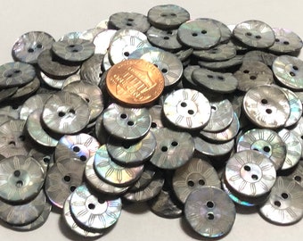 8 Pcs Only! Set of 8 Beautiful Lasered Iridescent 2-hole Sew-through Agoya Shell Buttons 15mm Almost 5/8" 11665