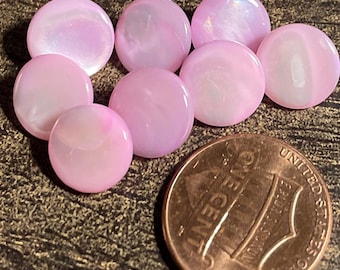 Lot of 8 Vintage Pale Pink Mother of Pearl MOP Shank Buttons 10mm 3/8" 17558