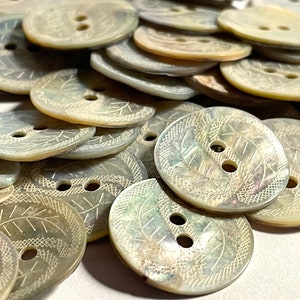 8 Pcs Only! Iridescent Etched Lasered Abalone MOP Mother of Pearl Shell Sew-through Buttons 19mm 3/4" 13559