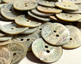 8 Pcs Only! Iridescent Etched Lasered Abalone MOP Mother of Pearl Shell Sew-through Buttons 19mm 3/4" 13559