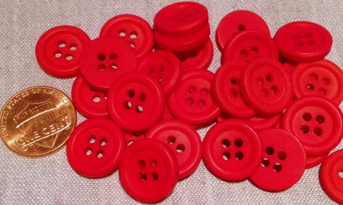 24 Matte Bright Red Plastic Sew-through Buttons 9/16" 14.5mm # 7742 - Etsy