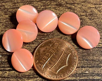 Lot of 7 Vintage Peach Pink Mother of Pearl MOP Shank Buttons 10mm 3/8" 17560