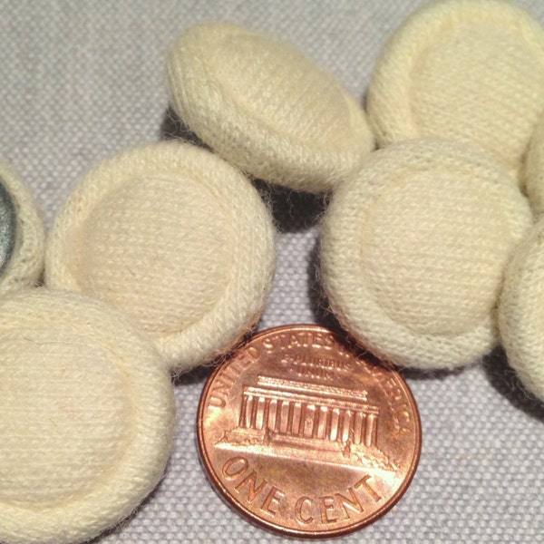 8 Off-white Very Pale Beige Domed Fabric Buttons Shank Metal Back 19mm 3/4" 7809