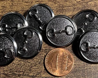 Set of 7 New Shiny Dark Silver Tone Metal Shank Buttons 7/8" 22.5mm 15842