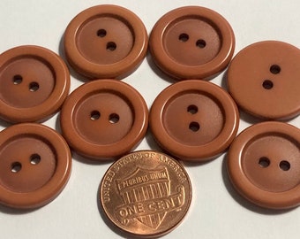Juego de 8 botones de plástico vintage con borde brillante, centro mate y opaco, color marrón claro, con dos agujeros para coser, 19 mm (3/4"), 12564