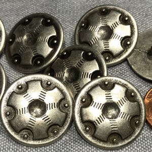 Antiqued Silver Metal Buttons - Shank - 35mm - Large Metal Silver Button  98422