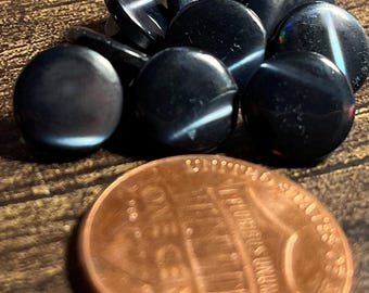 Lot of 9 Vintage VERY DARK Blue Mother of Pearl MOP Shank Buttons 9mm 3/8" 17568
