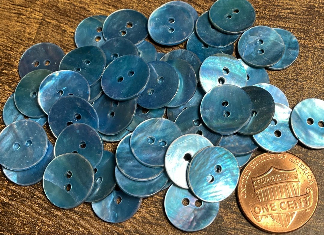 8 Pcs Dyed Blue Abalone Natural Shell Buttons 12.5mm 1/2