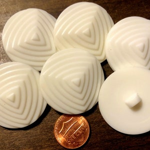 Lot of 6 Large Tiered Glossy Off-white Plastic Shank Buttons 1 3/8&quot; 35mm # 6471
