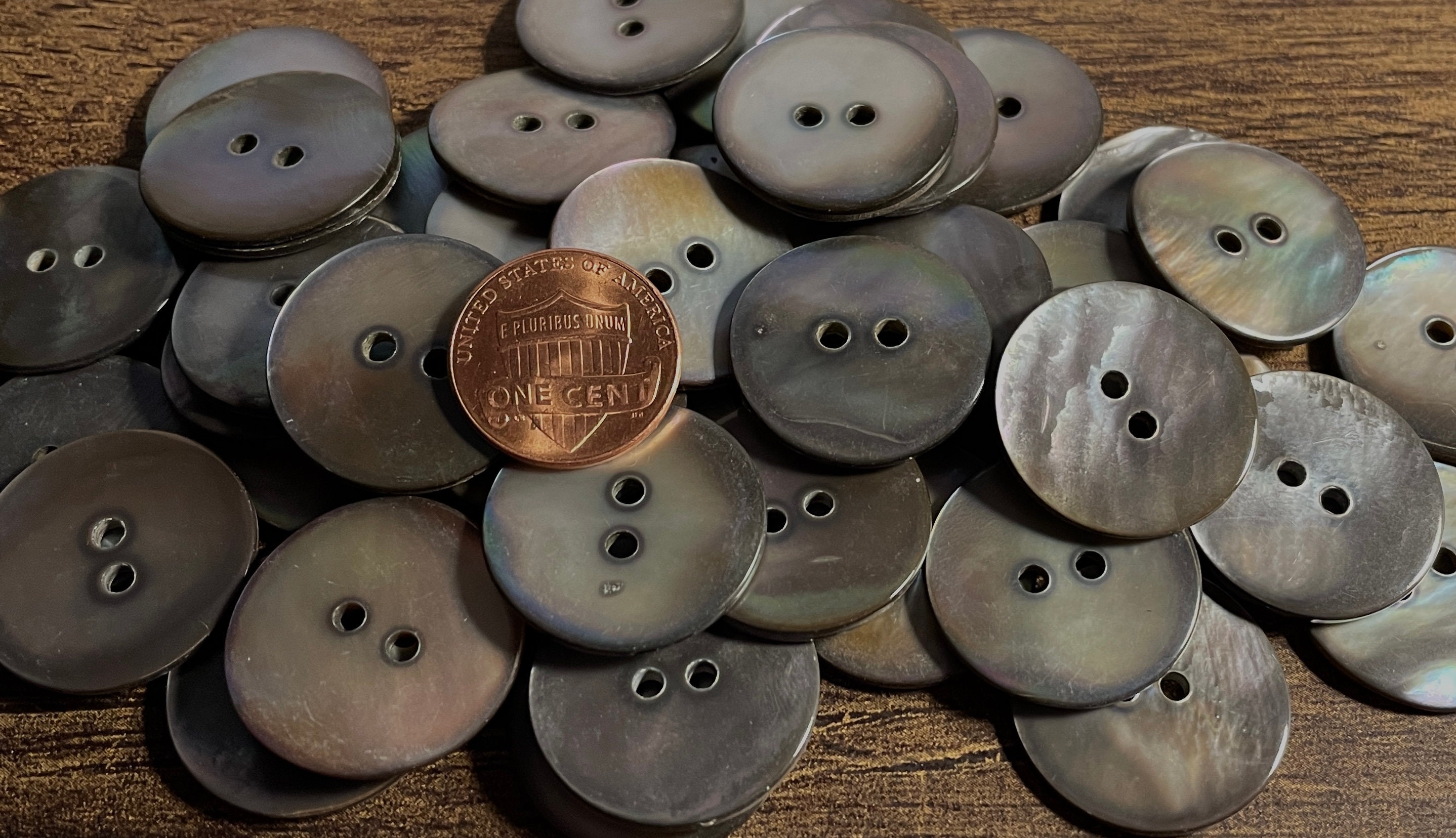 TITO Gray Blue Genuine Mother of Pearl Buttons for Shirts, Suits & Coats,  Made in Italy