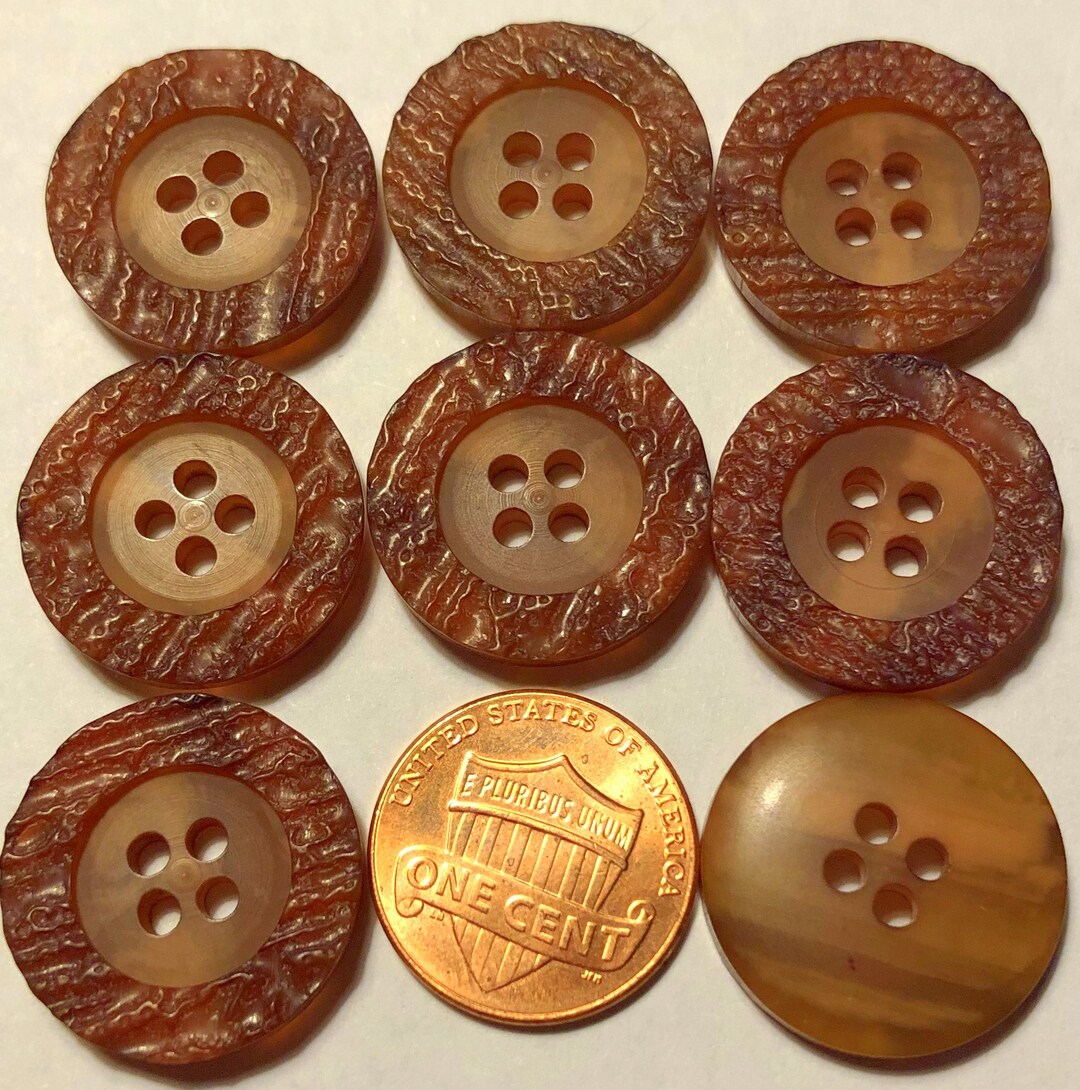 8 Light Brown Plastic Rough Texture Sew-through 4-hole Buttons 13/16 ...
