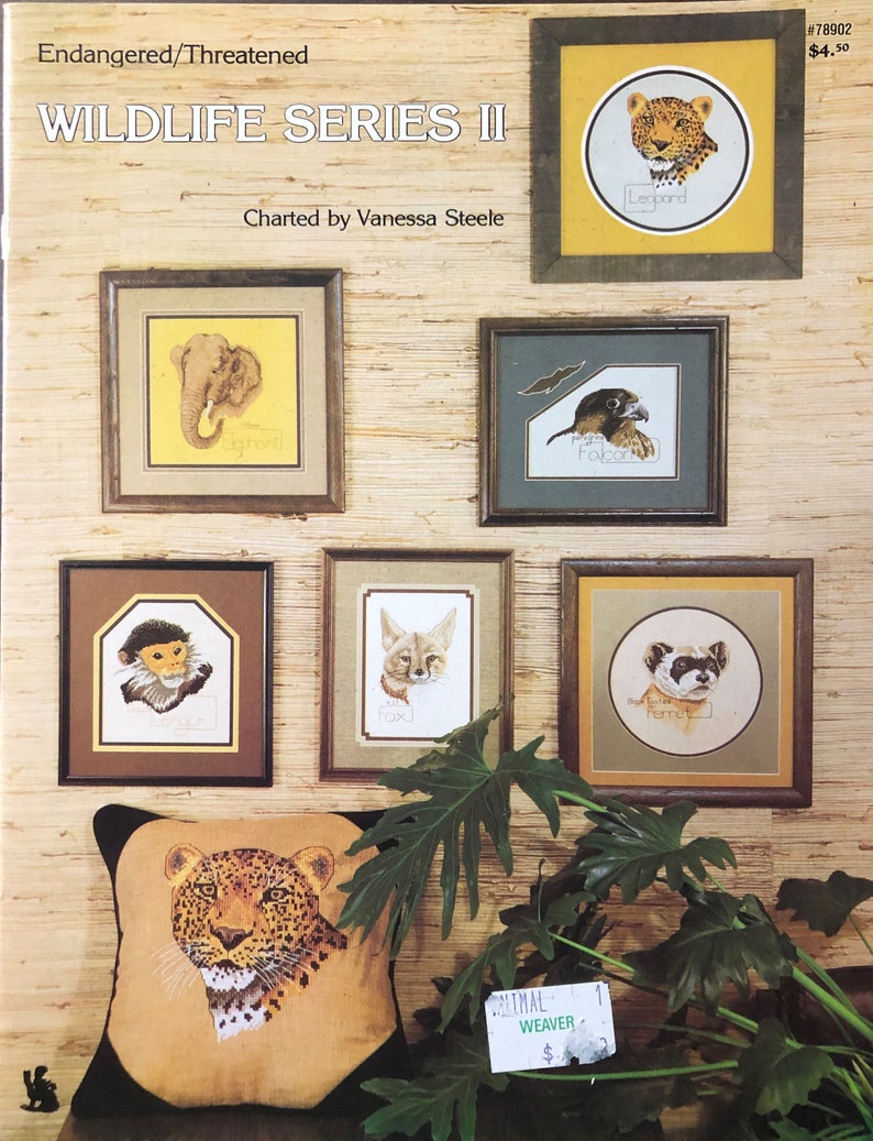 Endangered Threatened Wildlife Series II Counted Cross Stitch PATTERN ONLY Vanessa Steele Nature Animals Elephant Fox Falcon Ferret Leopard