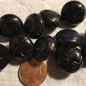 Lot of 12 Shiny Domed Black Plastic Buttons 3/4&quot; 19mm # 6993