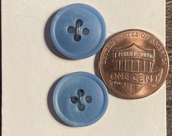 Set of 3 Vintage NOS Blue Plastic 4-hole Buttons Almost 5/8" 15mm 17410